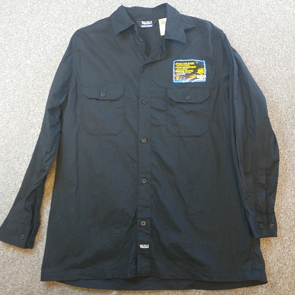 Walls Workwear Mens XL Black Button Down Shirt Stain Release Long Sleeve W56905M